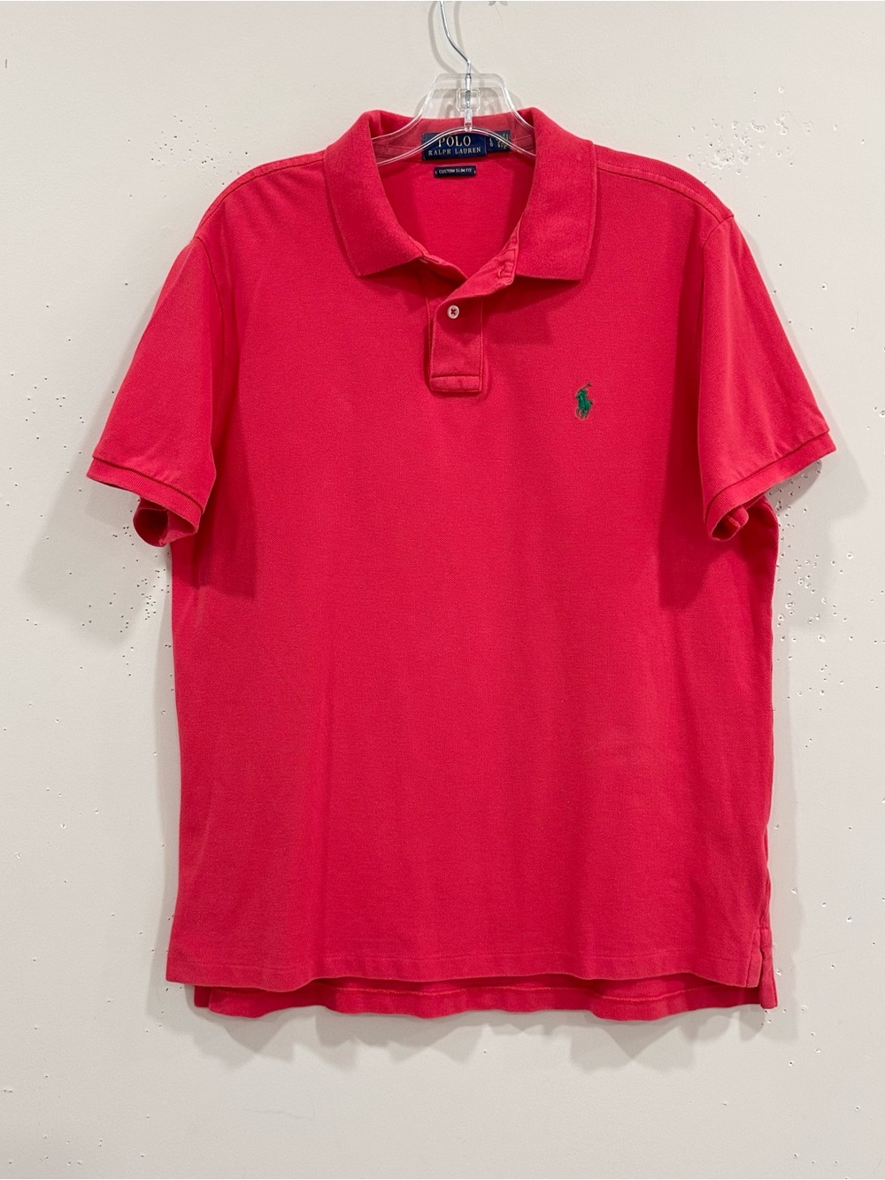 Polo Ralph Lauren Shirt Mens L Custom Slim Fit Pink Raspberry Short Sleeve Pique